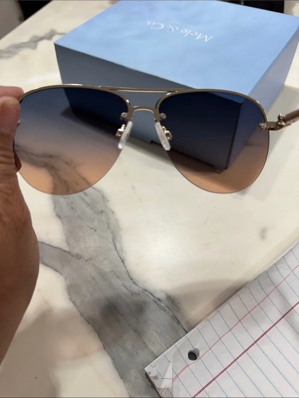 Men's Rimless Gradient Sunglasses - Brown/Black